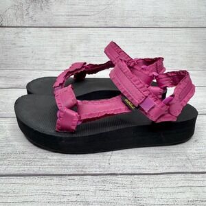 Teva Kids Platform Sandals Pink Adjustable Straps Size 5